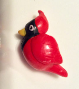 polymer clay cardinal beads