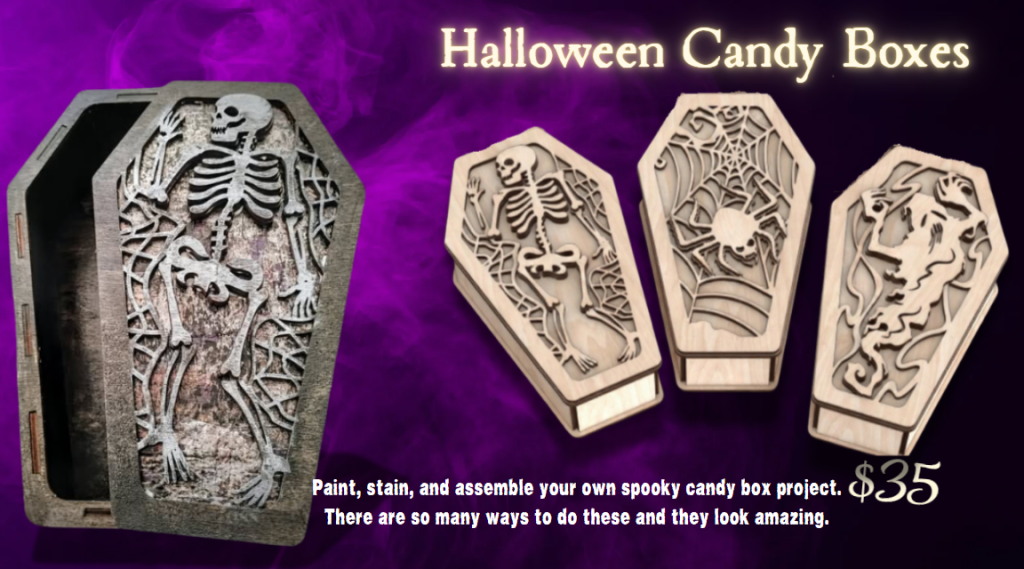 laser cut coffin candy boxes