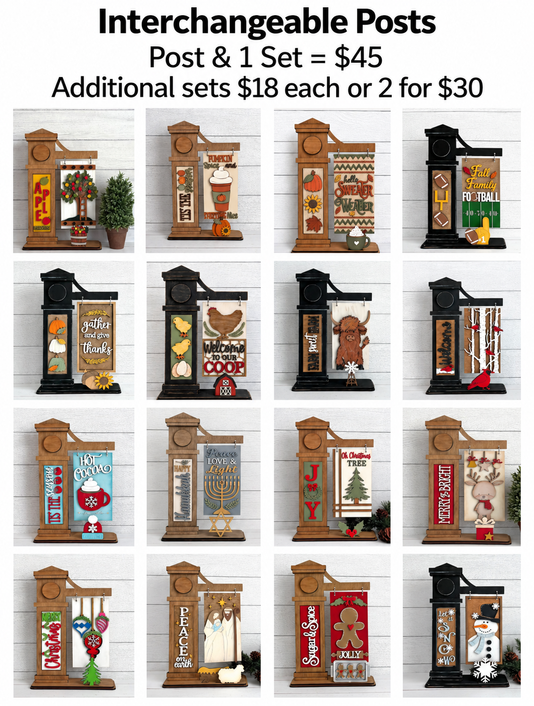 Interchangeable post seasonal design options